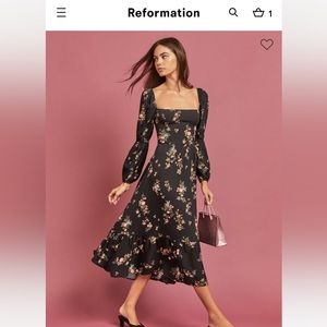 Reformation long sleeve floral midi dress